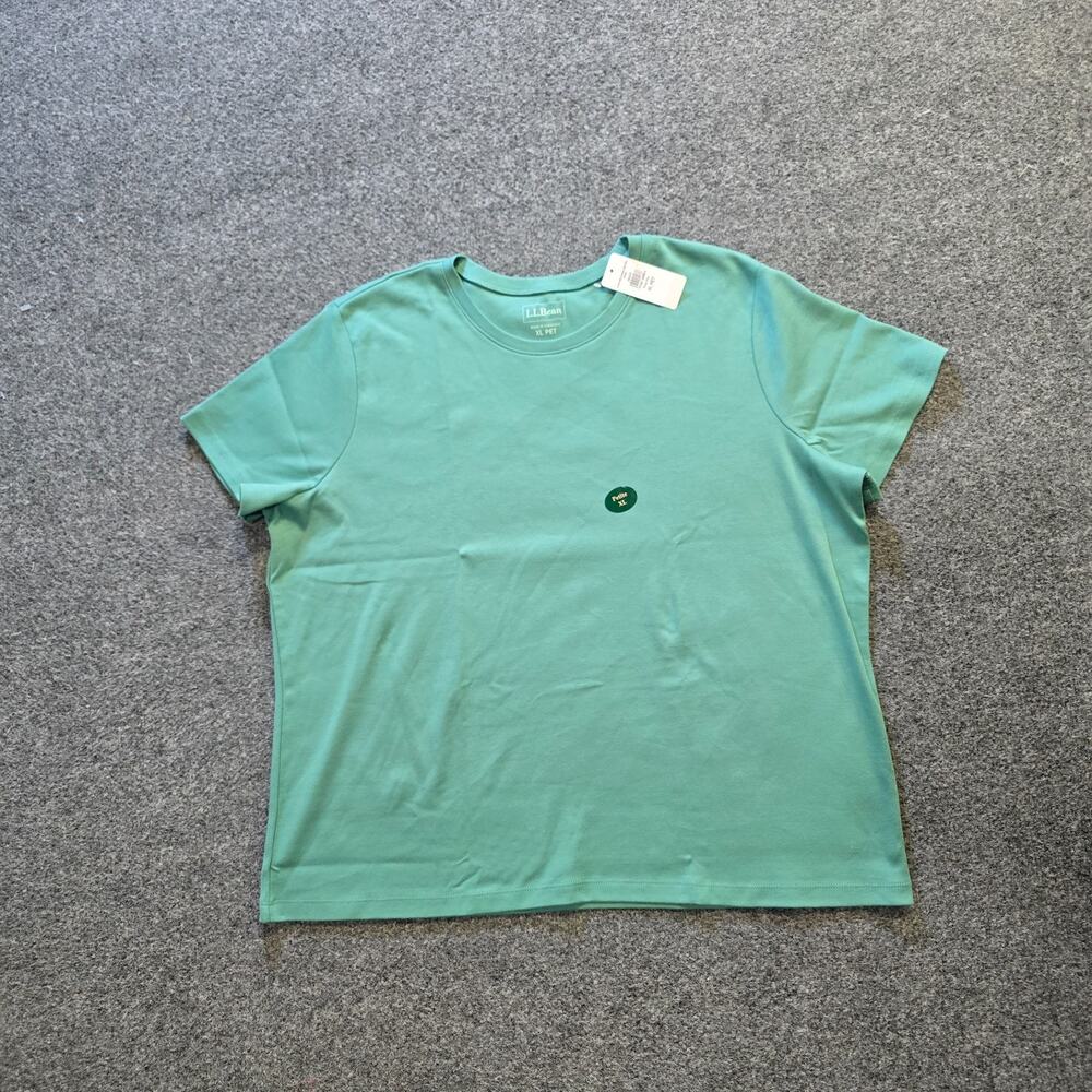 LL Bean Top Womens Size XL Petite Green Short Sleeve Crew Neck Casual Capsule
